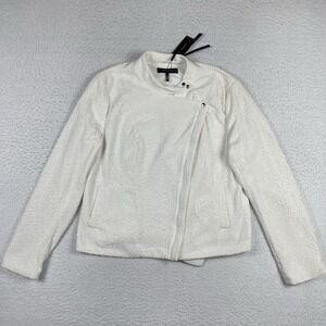 Robert Rodriguez Jacket Womens XL Cream Mika Embossed Zip Moto Jacquard Floral